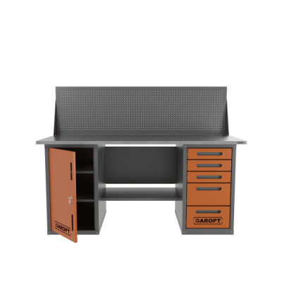 Верстак двухтумбовый дверь/5 ящиков с экраном Garopt оранжевый 1800*700 GT1800DY5PP Верстак двухтумбовый дверь/5 ящиков с экраном Garopt оранжевый 1800*700 GT1800DY5PP