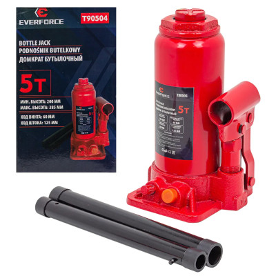 Домкрат бутылочный 5т с клапаном EF-T90504