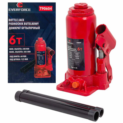 Домкрат бутылочный 6т с клапаном EF-T90604