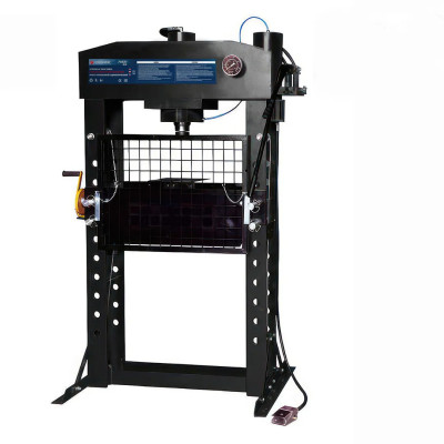 Пресс гидравлический с манометром напольный 75т, ручной/пневмо привод (раб. высота:0-900мм, раб. ширина:800мм, раб. стол:270х800мм,ход штока:240мм) F-75021 BIG[дерев]