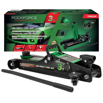 Домкрат подкатной гидравлический низкопрофильный с поворотной ручкой 3т RF-TR8204