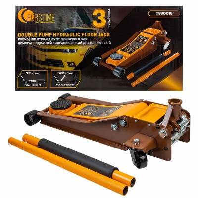 Домкрат подкатной гидравлический двухпоршневой, 3т FT-T830018