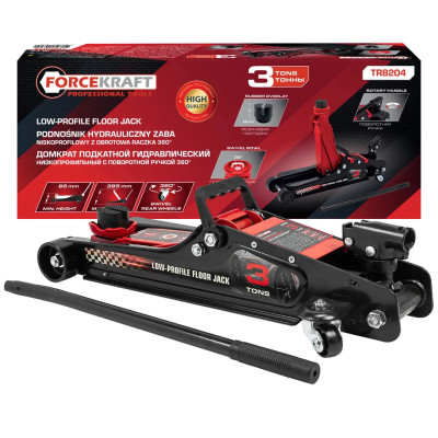 Домкрат подкатной гидравлический низкопрофильный с поворотной ручкой 3т FK-TR8204