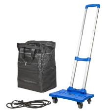 Тележка платформенная складная с сумкой и телескопич. ручкой+набор эластичных шнуров F-L021