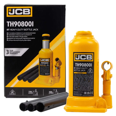 Домкрат бутылочный 8т с клапаном JCB-TH908001