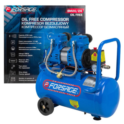 Компрессор поршневой с прямым приводом,2 цилиндра,безмасляный F-BM20/24 OIL FREE