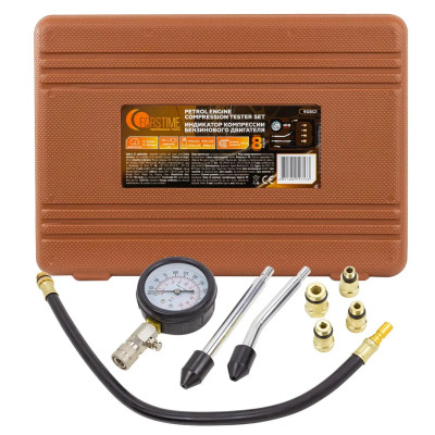 Индикатор компрессии бензинового двигателя Profi 8пр., в кейсе FT-908G1