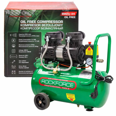 Компрессор поршневой с прямым приводом,2 цилиндра,безмасляный RF-BM20/24 OIL FREE