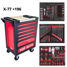 Инструментальная тележка с набором инструментов 196 пр.Top Avto X-77