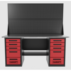 Верстак двухтумбовый 5х5 ящиков с двумя экранами 1800*700 красный GAROPT GT1800Y5Y5PP2.red