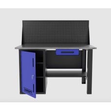 Верстак однотумбовый с ящиком и экраном 1400x700 GAROPT синий GT1400STDY1PP.blue