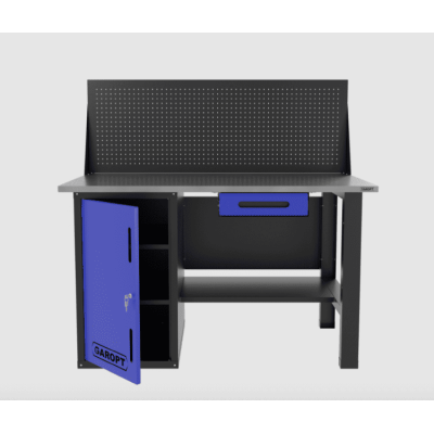 Верстак однотумбовый с ящиком и экраном 1400x700 GAROPT синий GT1400STDY1PP.blue