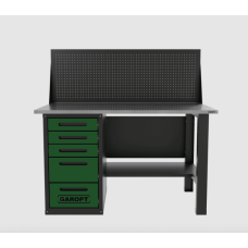 Верстак однотумбовый 5 ящиков с экраном, зеленый 1400x700 Garopt GT1400STY5PP.green