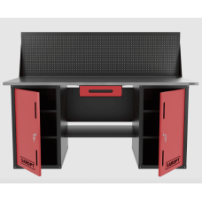 Верстак двухтумбовый с экраном и ящиком, красный 1800*700 Garopt, GT1800DDY1PP.red