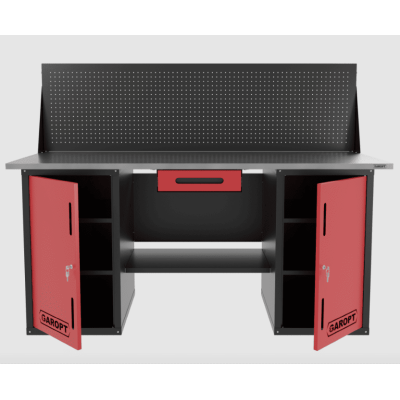 Верстак двухтумбовый с экраном и ящиком, красный 1800*700 Garopt, GT1800DDY1PP.red