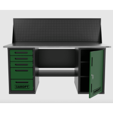Верстак двухтумбовый дверь/5 ящиков с экраном, зеленый 1800*700 Garopt GT1800DY5PP.green