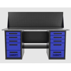 Верстак двухтумбовый 5 ящиков /5 ящиков с экраном, синий 1800*700 GAROPT, GT1800Y5Y5PP.blue