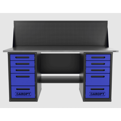 Верстак двухтумбовый 5 ящиков /5 ящиков с экраном, синий 1800*700 GAROPT, GT1800Y5Y5PP.blue