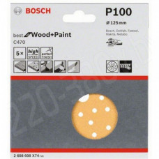 Шлифкруги 125 мм BOSCH 5 шлифлистов Best for Wood+Paint Multihole ? K100