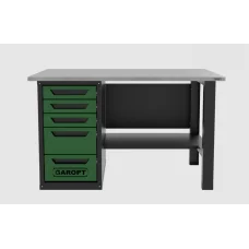 Верстак однотумбовый без экрана 5 ящиков 1400*700 GT1400STY5.green