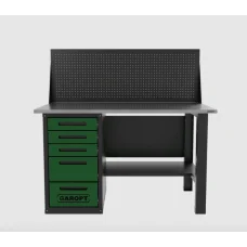 Верстак однотумбовый 5 ящиков с экраном, зеленый 1400x700 Garopt GT1400STY5PP.green